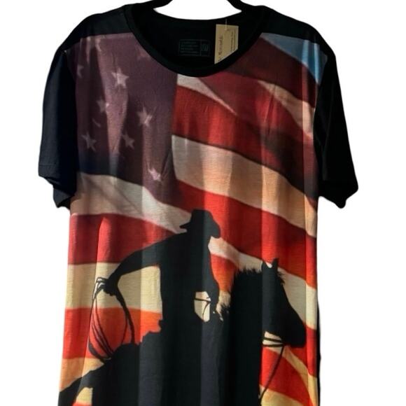 American Cowgirl Kim Polyester Tee plus 2XL Fourth of July Top Shirt - Picture 2 of 8